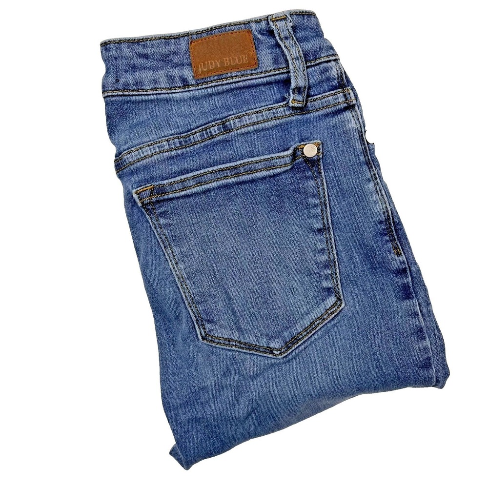 Judy‎ Blue Skinny Jeans Women 3/26 (Fits 24x28) Medium Wash Button Fly High Rise